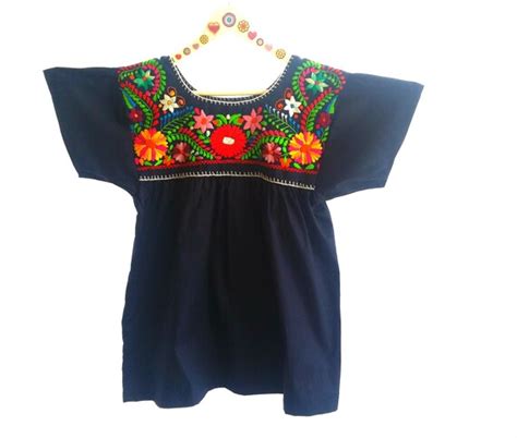 Venta Blusas Bordadas Mexicanas Negras En Stock