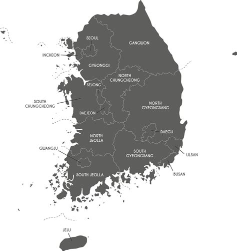 Vector Map Of South Korea With Provinces Metropolitan Cities And