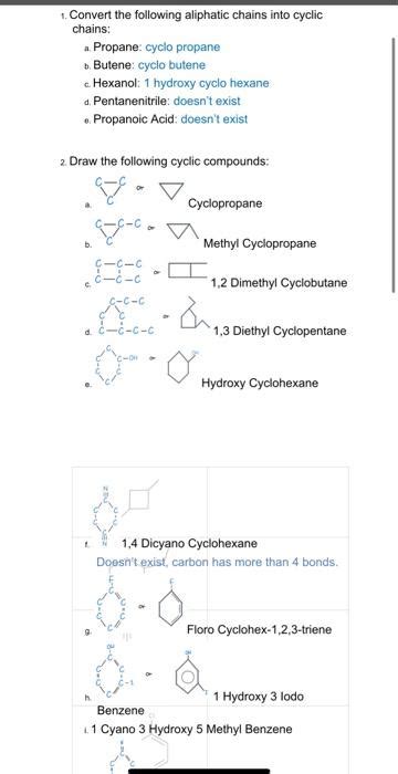 Solved Convert The Following Aliphatic Chains Into Cyclic Chegg