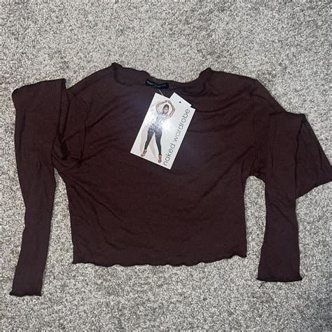 Naked Wardrobe Ribbed Down Crop Top Size M New With Depop