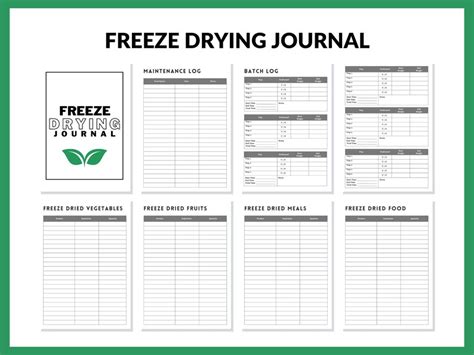 Freeze Drying Log Book Journal Printable Planner For Harvest Etsy