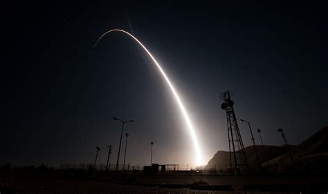 An Unarmed Minuteman Iii Intercontinental Ballistic Missile Launches