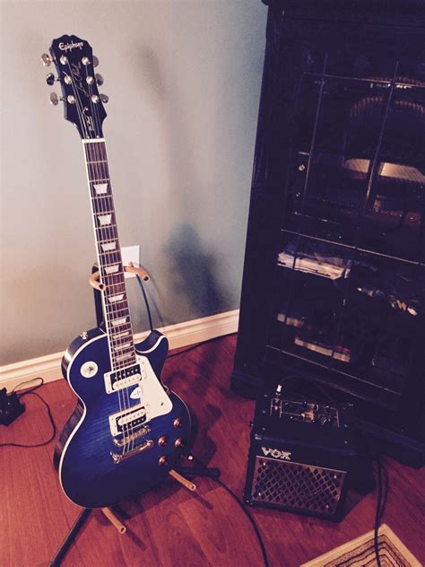 Practice Rig Epiphone Les Paul Standard Plus Top In Trans Blue And VOX