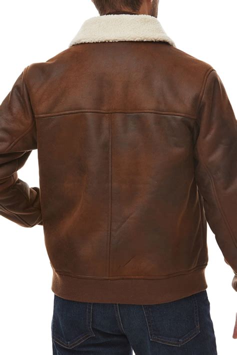 Mens Shearling Leather Bomber Jacket Blazon Leather