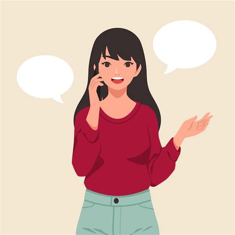 Dibujado a mano personas hablando por teléfono ilustración Vector Gratis