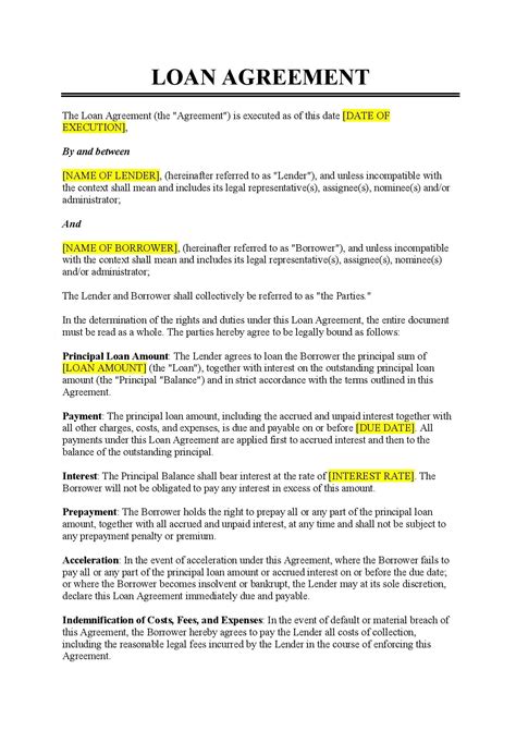 Loan Agreement Word Template