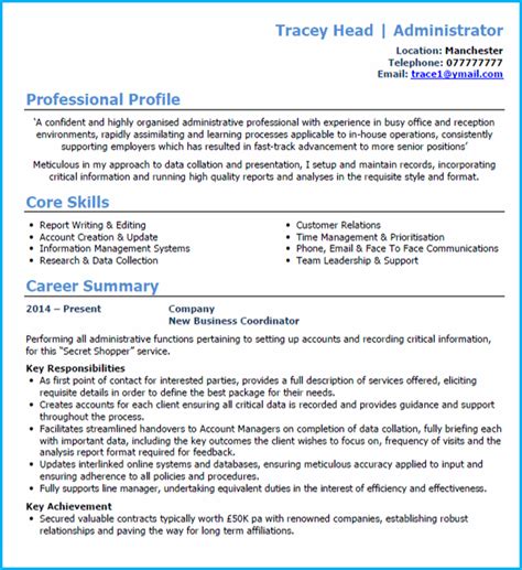 Admin Cv Example Page 1 In Microsoft Word Write A Strong Cv That Will