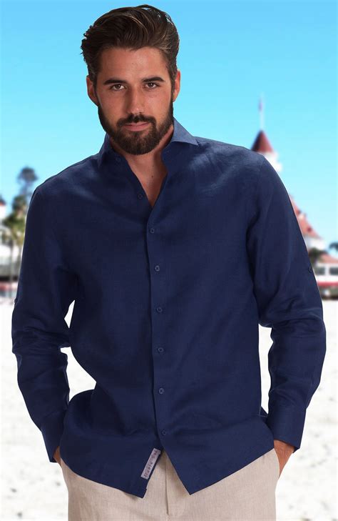 Bradford Linen Wedding Shirt In Cobalt Natural Pants Beach Wedding