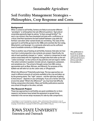 Soil Fertility Management Strategies - Philosophies, Crop Response and ...