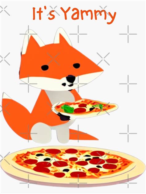 "Cute fox eating pizza, " Sticker for Sale by CreatedByTara | Redbubble