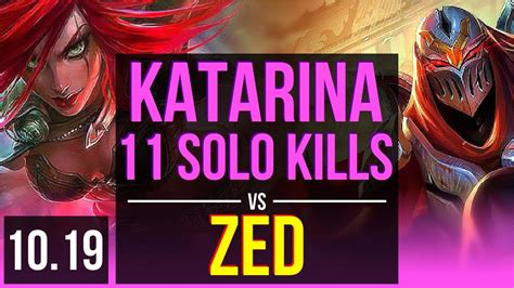 KATARINA Vs ZED MID Rank 1 Katarina 3 Early Solo Kills 11 Solo