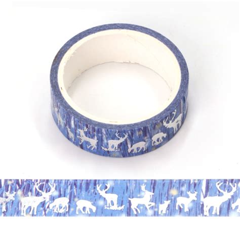 Aurora And Silver Foil Reindeer Christmas Washi Tape Syntego