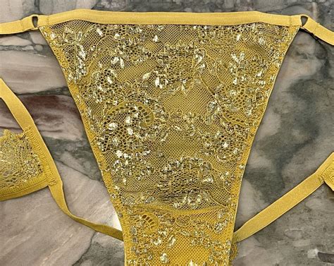 NEW Victoria Secret Very Sexy Lace Cutout String Bikini Banana Chip SHINE XL EBay