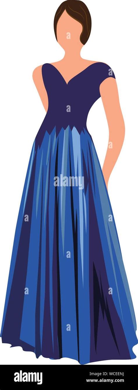 A Girl In An Evening Dress Vector Illustration On A White Background