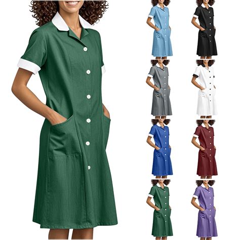 Yteetum Scrubs for Women Nurses Scrubs Dress Uniforms Ladies Solid