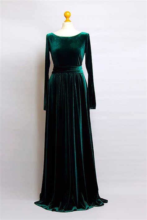 Green Velvet Maxi Dress Velvet Bridesmaid Party Dress Burgudy Etsy