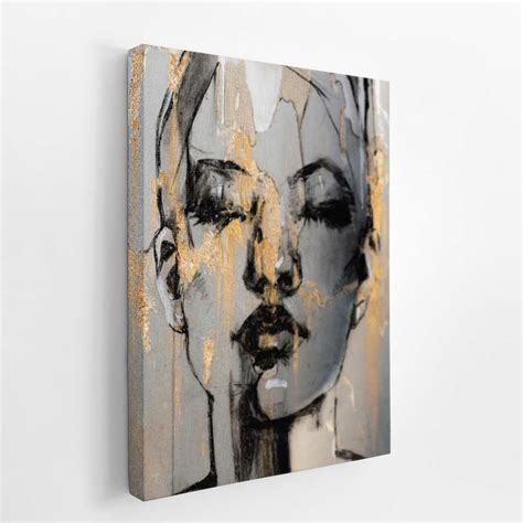 Quadro Mulher Dourada Desenho Art Stico Canvas Loja Plimshop