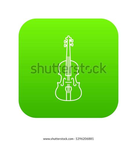 Violine Icon Green Isolated On White Stock Illustration