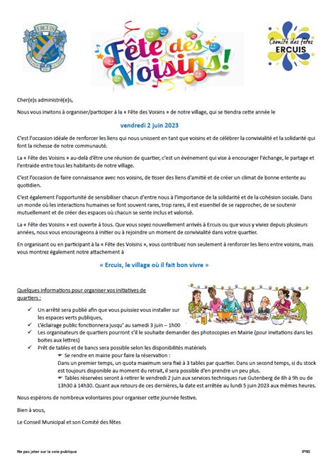 Fête des voisins Commune de Ercuis