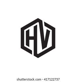 Hv Initial Letters Looping Linked Hexagon Vector De Stock Libre De