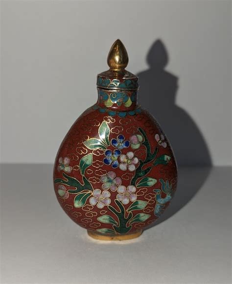 Vintage Chinese Cloisonne Hand Painted Trinket Jewelr Gem