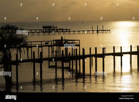 Sunset Over Apalachicola Bay From St George Island Along North Florida S Panhandle Coast Stock