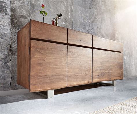 DELIFE Sideboard Live Edge 172 cm Akazie Braun 4 Türen 4 Schübe