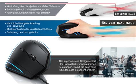 Csl Optische Vertikal Usb Maus Vertikale Kabelgebundene Ausf Hrung