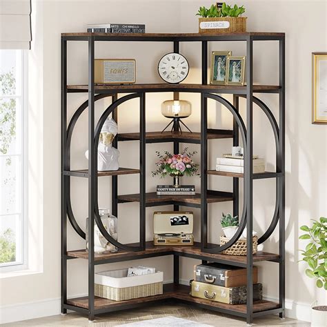 Tribesigns Shelf Corner Bookshelf Large Modern Corner Bookcase Tall