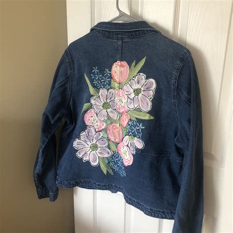 Painted Floral Jean Jacket Blusas