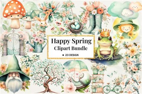 Happy Spring Clipart Graphic by Ak Artwork · Creative Fabrica