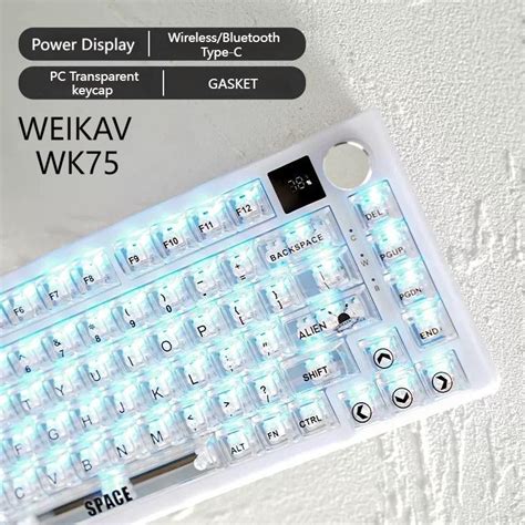WEIKAV WK75 Transparent Mechanical Keyboard 75 GASKET Wireless Bluetooth RGB Hot Swap Keyboard