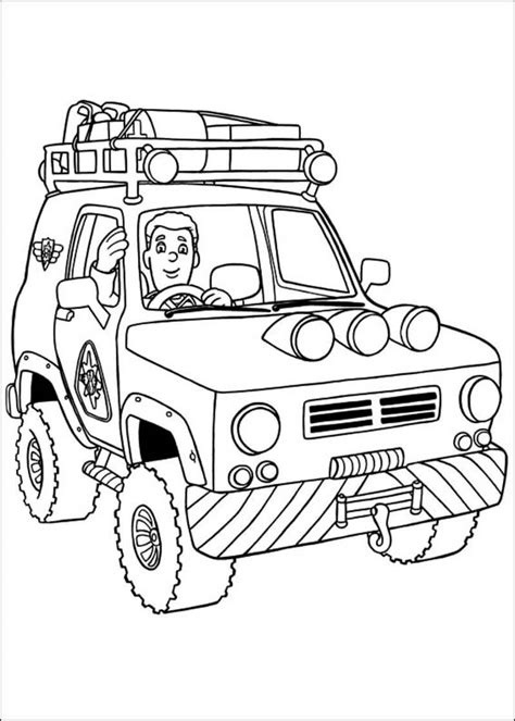 Feuerwehrmann Sam Zum Ausmalen - Feuerwehrmann Sam im Auto zum Ausmalen - Kostenlos Malvorlagen und ...