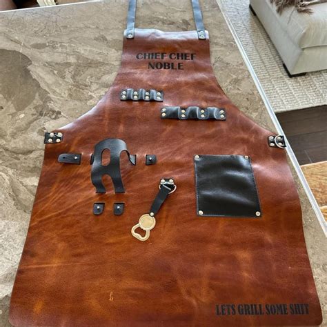 Personalized Leather Apron With Pocket Text Logo For Man And Woman