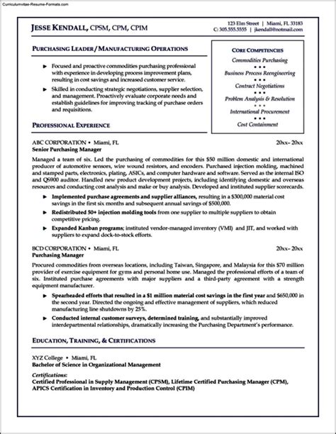 Purchasing Manager Resume Template Free Samples Examples And Format