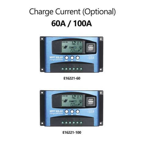 60A 100A Mppt Napenergia Vezérlő Kettős Usb 5V 2A Kimenet 12V 24 V