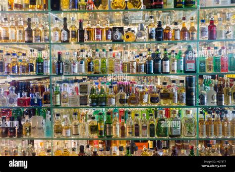 Mini Bar Bottles Collection In The Alcohol Shop Stock Photo Alamy