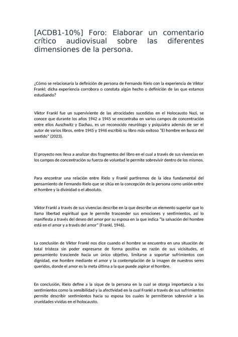 Elaborar Un Comentario Cr Tico Audiovisual Sobre Las Diferentes