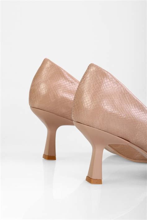 Shoeberry Kadın Zahara Nude Yılan Desenli Topuklu Ayakkabı Stiletto Fiyatı Yorumları Trendyol