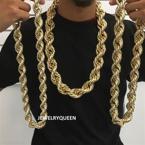 Hip Hop Run Dmc 20 And 25 And 30mm Hollow Gold Pt Thick Rope Necklace