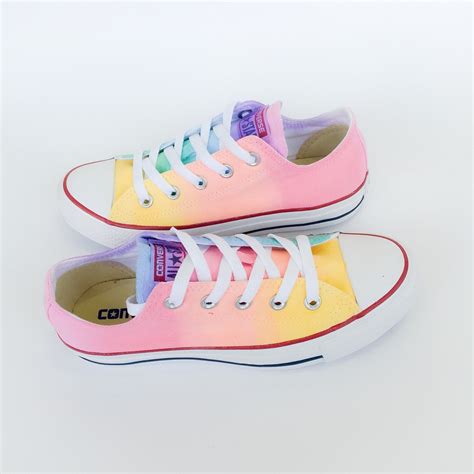 Pastel Rainbow Tie Dye Low Top Converse Sneakers Fashion Girls Shoes