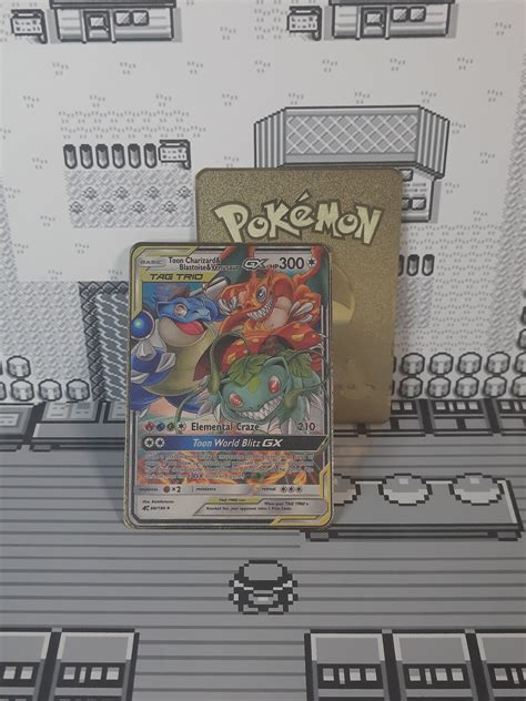 Toon Charizard Blastoise Venusaur Gx Tag Team Trio Gold Metal Konami