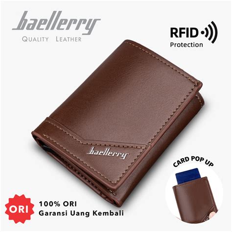 Jual BAELLERRY K9214 Dompet Pria Lipat Pendek Kartu Bahan Kulit PU