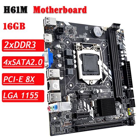 H61 Motherboard LGA 1155 DDR3 Memory 16GB M ATX Desktop Mainbord For