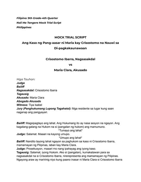 Mock Trial Script Template