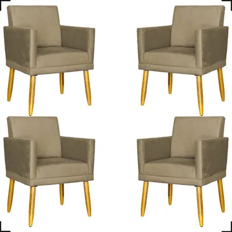Kit Poltronas Decorativas Para Recep O De Escrit Rio Cor Nude Desenho Do Tecido Suede Liso