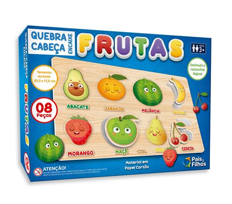 Quebra Cabeça 8 Peças de Encaixe Frutas NINA BRINQUEDOS