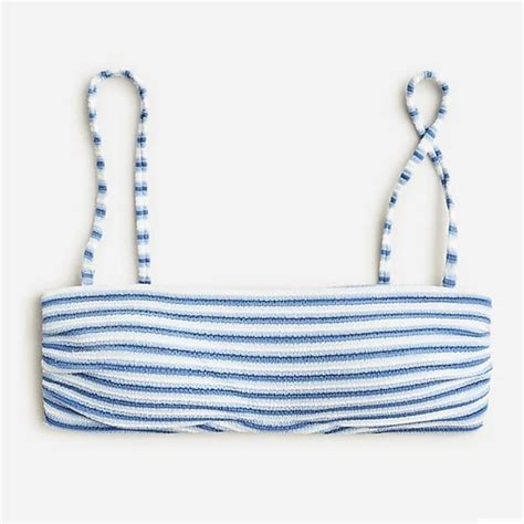 J Crew Swim J Crew Textured Clean Bandeau Bikini Top Size 2x Nwt Blue White Stripe Poshmark