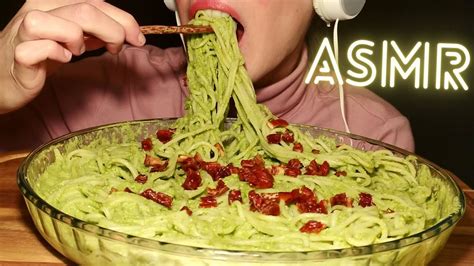 Asmr Spaghetti With Creamy Pesto Pasta Mukbangno Talkingeating