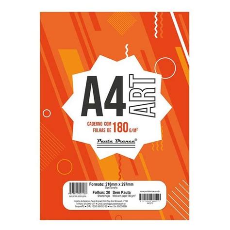 Bloco De Folhas A4 - Bloco Papel Desenho A4 180g Pacote 20 Folhas Pauta Branca - Bloco de ...